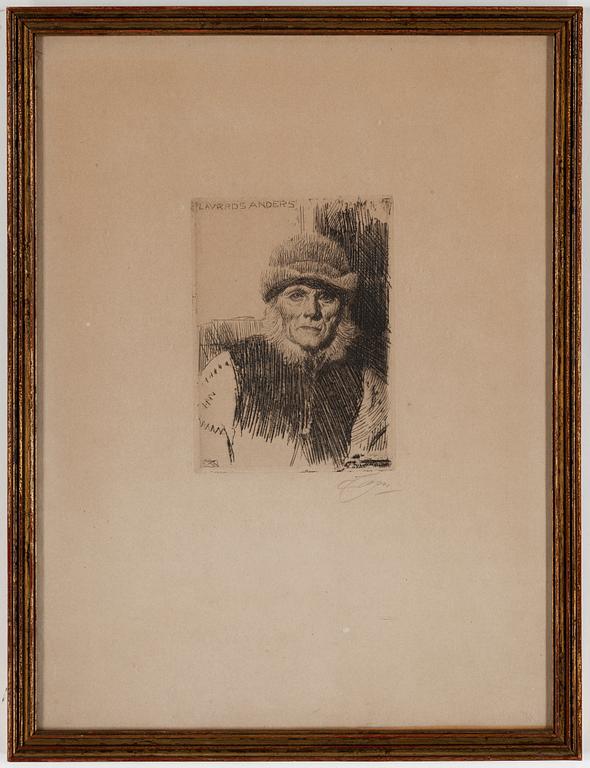 ANDERS ZORN, etching, 1919, signed.