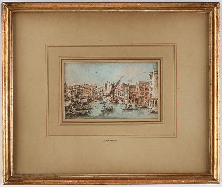 Giacomo Guardi Tillskrivna, Venedigmotiv med Rialtobron, ett par.