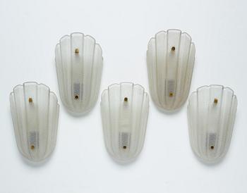 Five wall lights, 1920s/1930s.