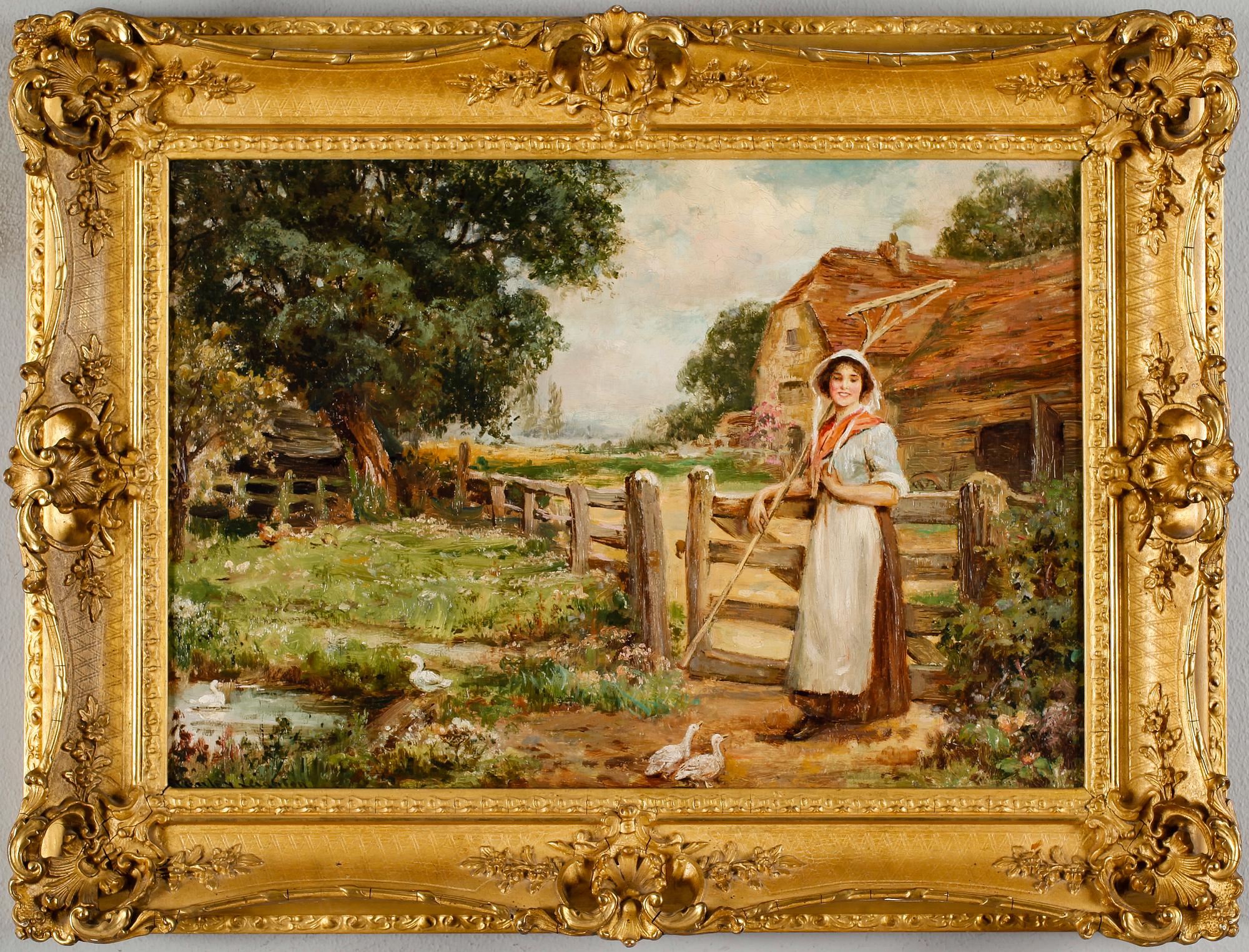 STANLEY LEIGHTON, olja på duk, signerad, England, 1900-tal.