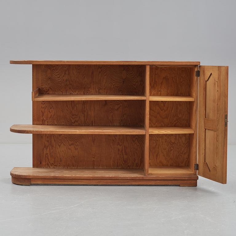 'Sporstugemöbel', a stained pine 'Lovö' bookcase, Nordiska Kompaniet, Sweden 1930's-40's.