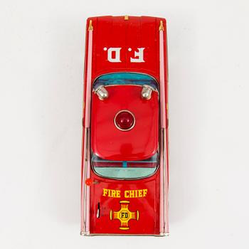 A tinplate Ichiko "Fire Dept Chief's car" Oldsmobile, Japan, 1960s.