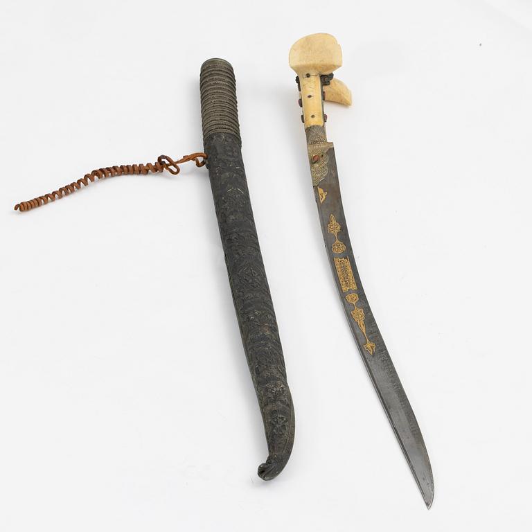 Yataghan, sword with scabbard, Ottoman.