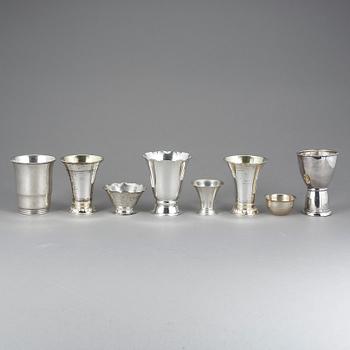 PARTI SILVERFÖREMÅL, 9 st, bla K. Anderson, 1900-tal. Tot ca 503 gram.