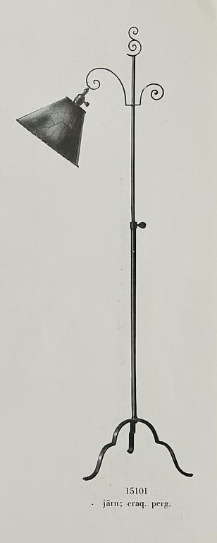 Harald Notini, a pair of wrought iron floor lamps, model '15101', Arvid Böhlmarks Lampfabrik, 1930's.