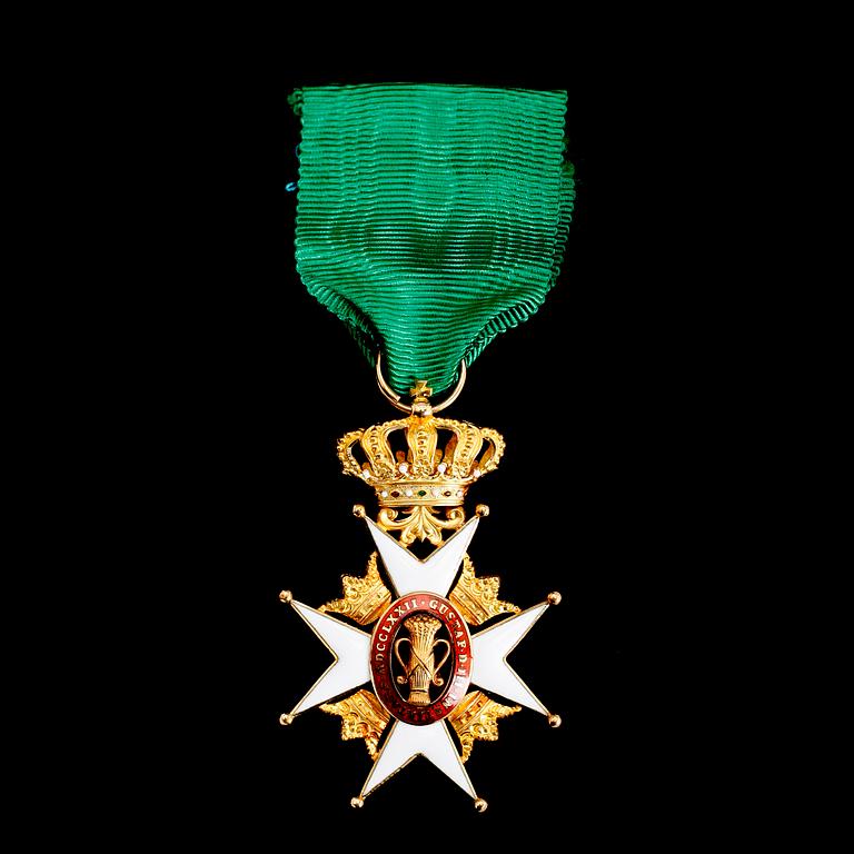 MEDALJ, 18 k guld, Vasaorden. Vikt ca 18 gram.