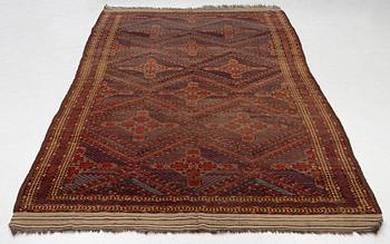An antique Beshir carpet, ca 495 x 206 cm, around the year 1875.