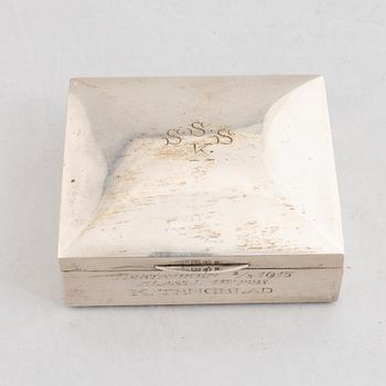 Bowl CG Hallberg 1928 and cigarette case K Anderson 1910 silver.