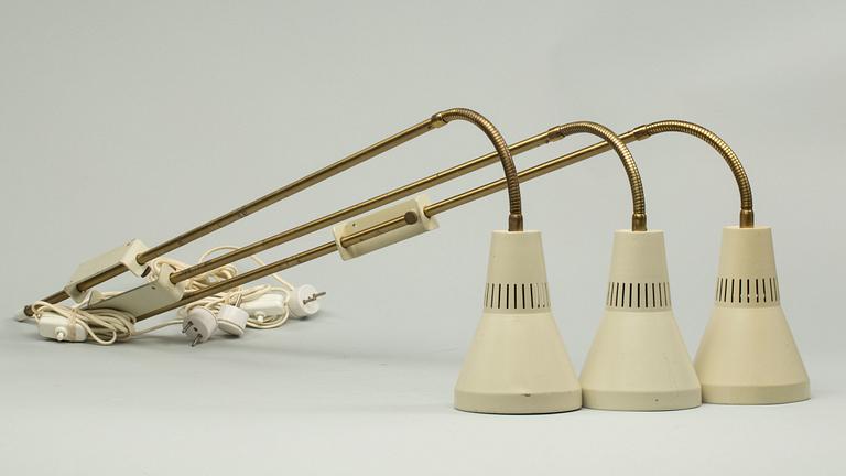 VÄGGLAMPOR, 3 st, märkt "Luco", 1900-talets andra hälft.