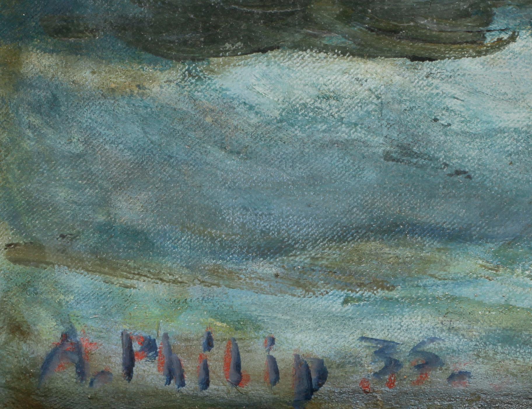 OKÄND KONSTNÄR, olja på duk. Sign A Philip o dat 35.