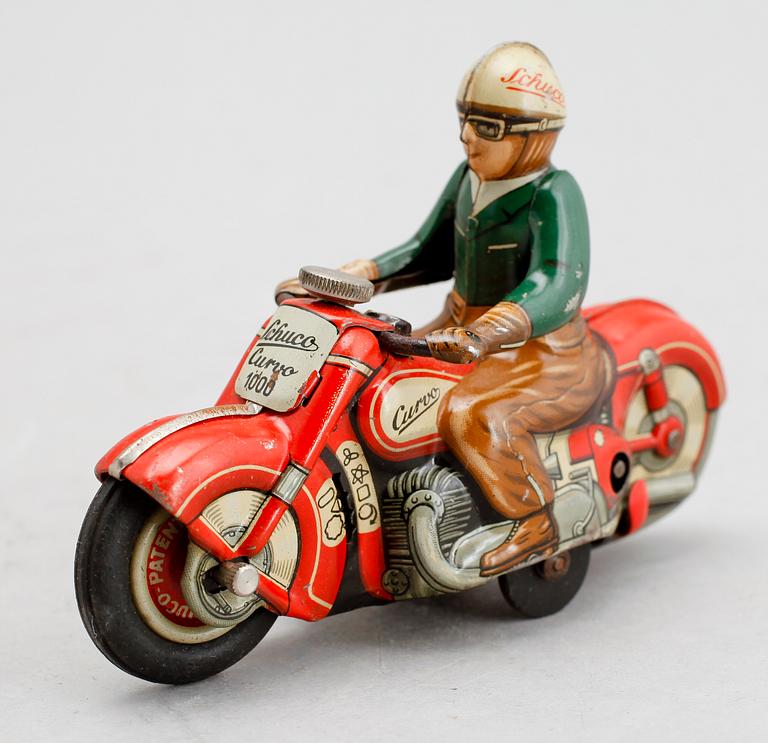 MOTORCYKEL, plåt, Curvo 1000, Schuco, 1940/50-tal.