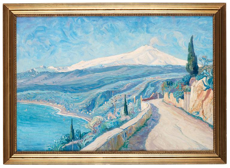 Oscar Hullgren, View towards Mount Etna - scene from Sicily.