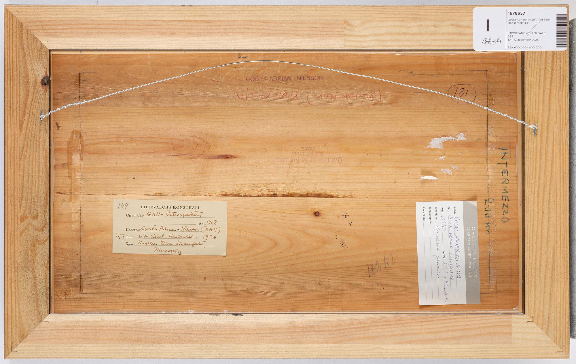 Gösta Adrian-Nilsson, "Vit cirkel Horisontell".