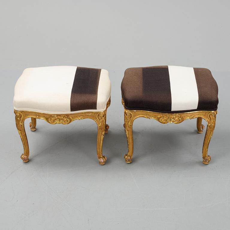 A pair of rococo style stools.