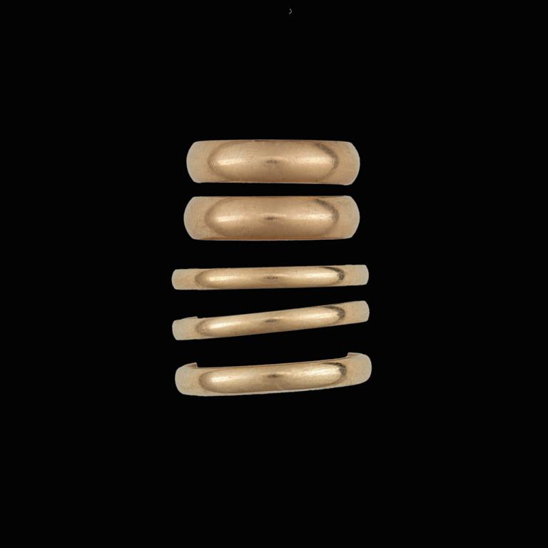 RINGAR, 5 st, 14k samt 18K guld. Total vikt ca 15,5 gram.