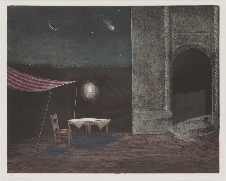 Tuula Lehtinen, etsning, akvatint, signerad och daterad 1990, numrerad 10/50.