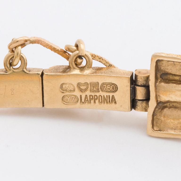 LAPPONIA BRACELET 18K gold w 6 single-cut diamonds 0,12 ct engraved, Finland 1976.