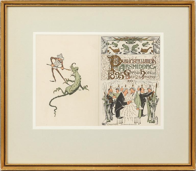 ALBERT ENGSTRÖM, meny och programblad, 4 st, 1895 - 1901.