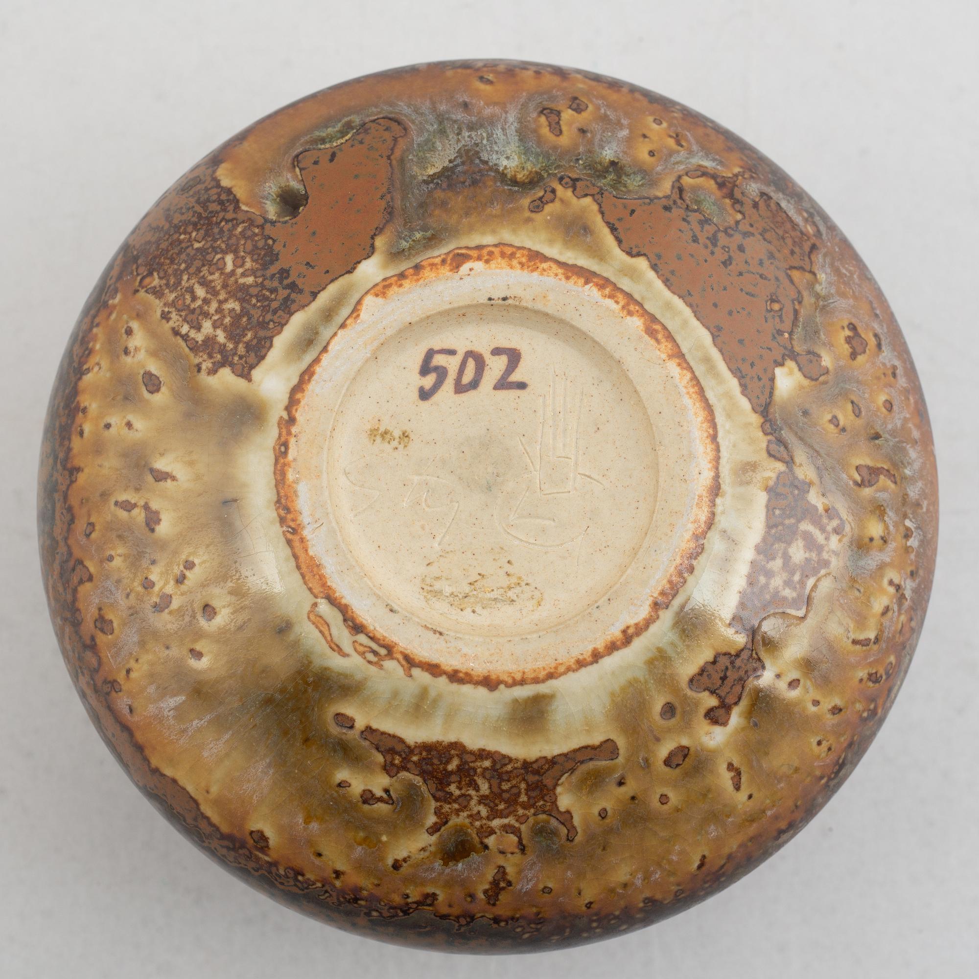 Stig Lindberg, a stoneware vase, Gustavsbergs studio 1964.