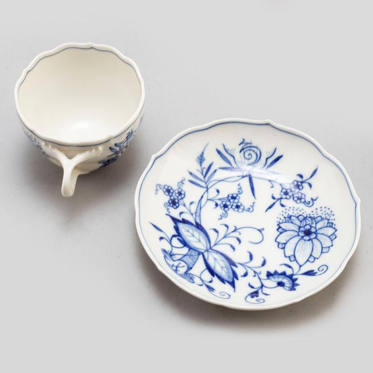 A 50-piece porcelain 'Onion pattern' service from Meissen, Germany.