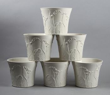 YTTERFODER, 6 st, porslin, "Liljekonvalj", Gustavsberg.