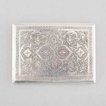 A cigarette case in silver, Persia/Iran, unidentified marks. Total weight 151 g.