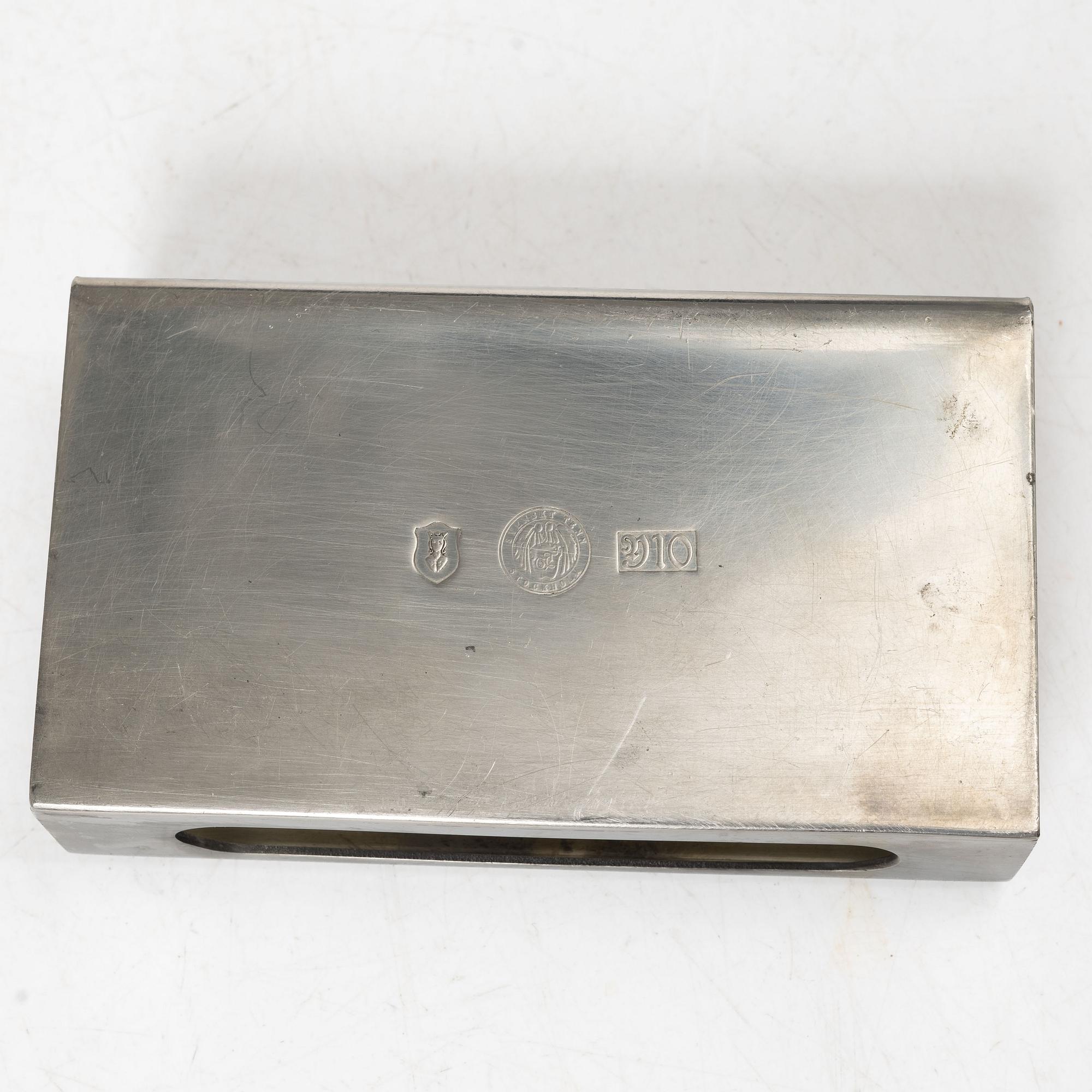 Dish and matchbox holder, Firma Svenskt Tenn.