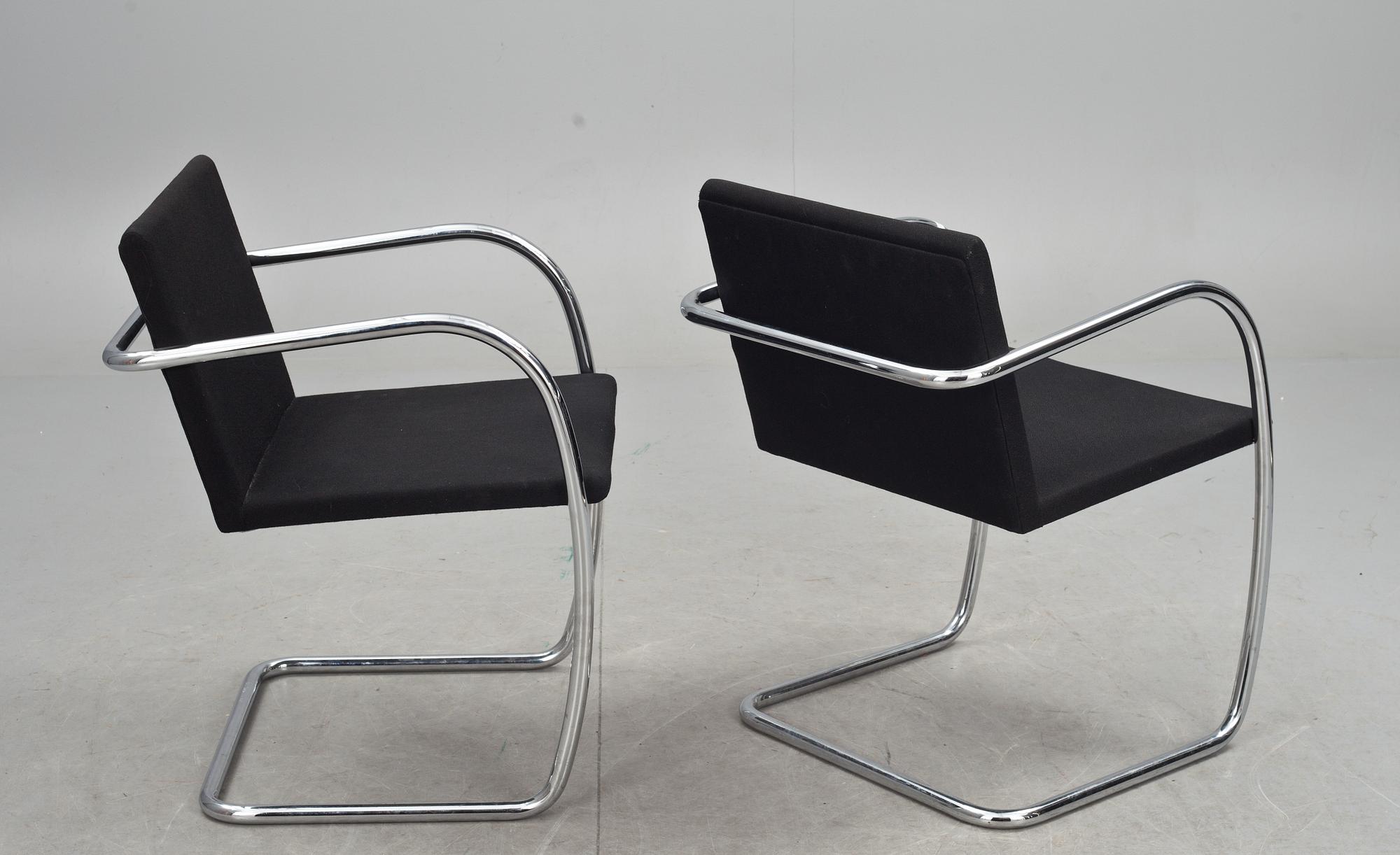 KARMSTOLAR, "Brno", Mies van der Rohe, Knoll Studio, stämpelmärkta.