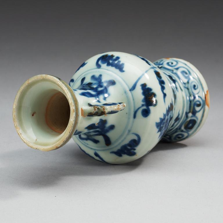 A blue and white vase, Ming dynasty.