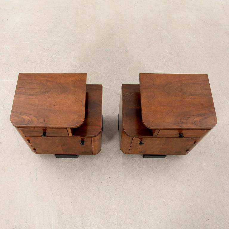 Bedside tables, a pair, Art Deco style, late 20th century.