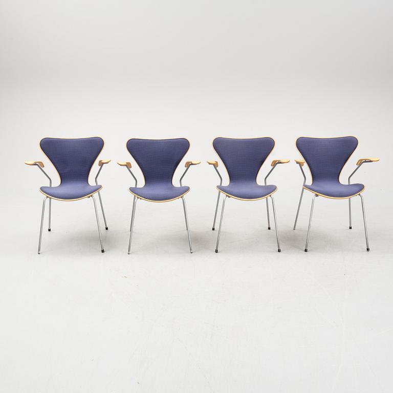 Arne Jacobsen, Four "Seven" armchairs, designed by Arne Jacobsen for Fritz Hansen.