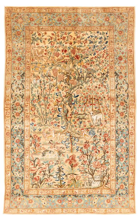 Matta, old Teheran part silk, ca 216 x 136 cm.