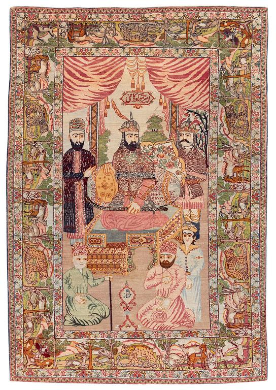 An antique pictoral Tabriz, Northwestern Persia, c. 218 x 148 cm.