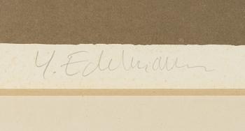 Yrjö Edelmann, paper sheet with a cut-out house and bird.