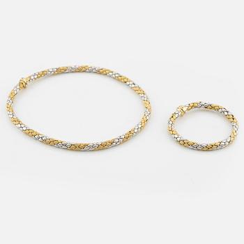 A necklace and a bracelet by Chimento in 18K gold and white gold with round brilliant-cut diamonds.