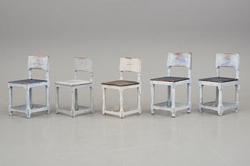 STOLAR, 5 stycken, provinsarbeten i barock, 1700-/1800-tal.