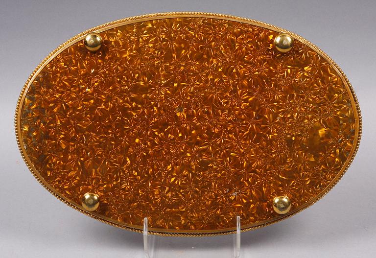 SPEGELPLATEAU, glas, mässing, tidigt 1900-tal.