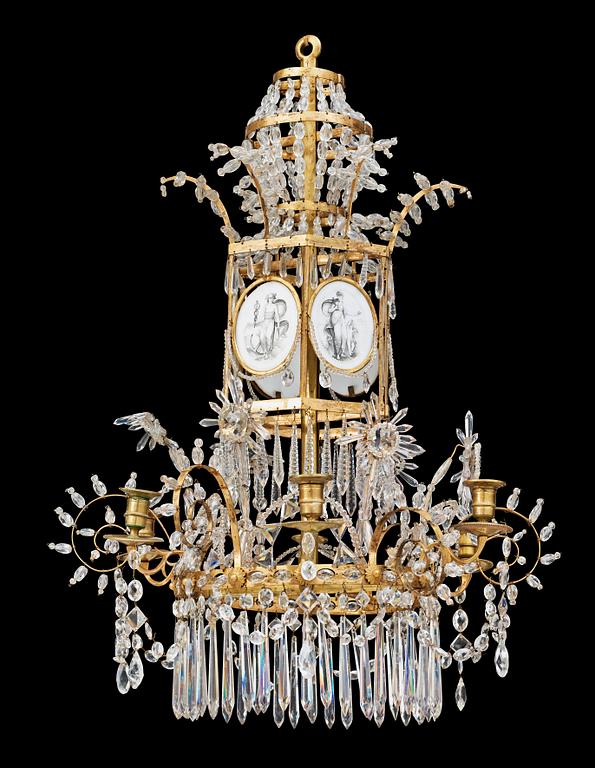 A North European circa 1800 six-light chandelier.