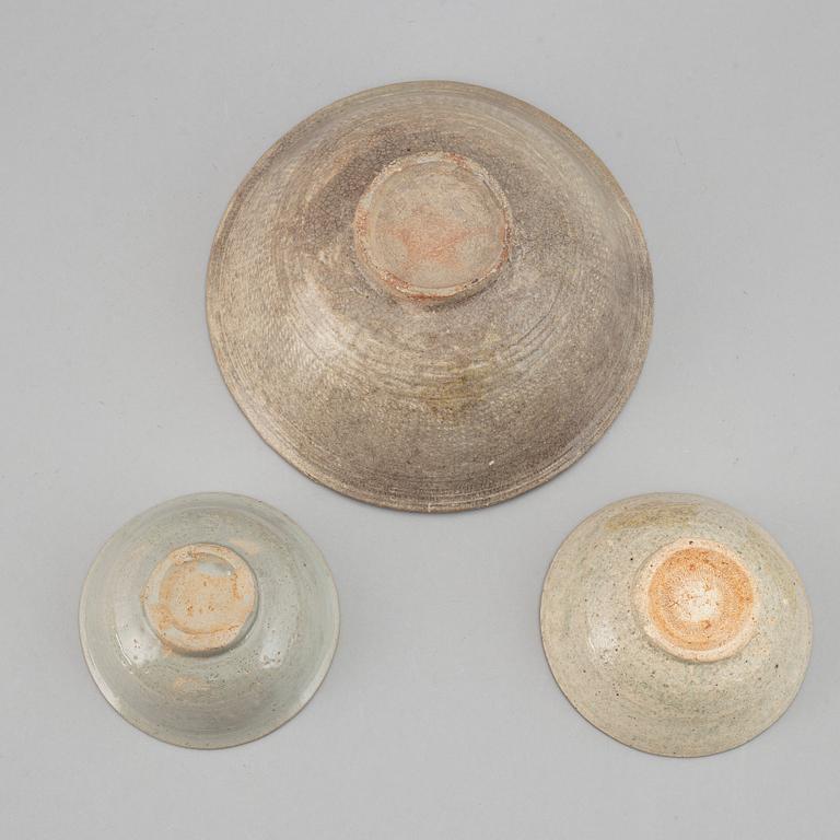 A group of three bowls, South East Asian, 17th Century or older.