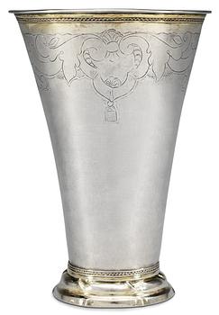523. A Swedish 18th century silver beaker, marks of Jonas berg, Stockholm 1762.