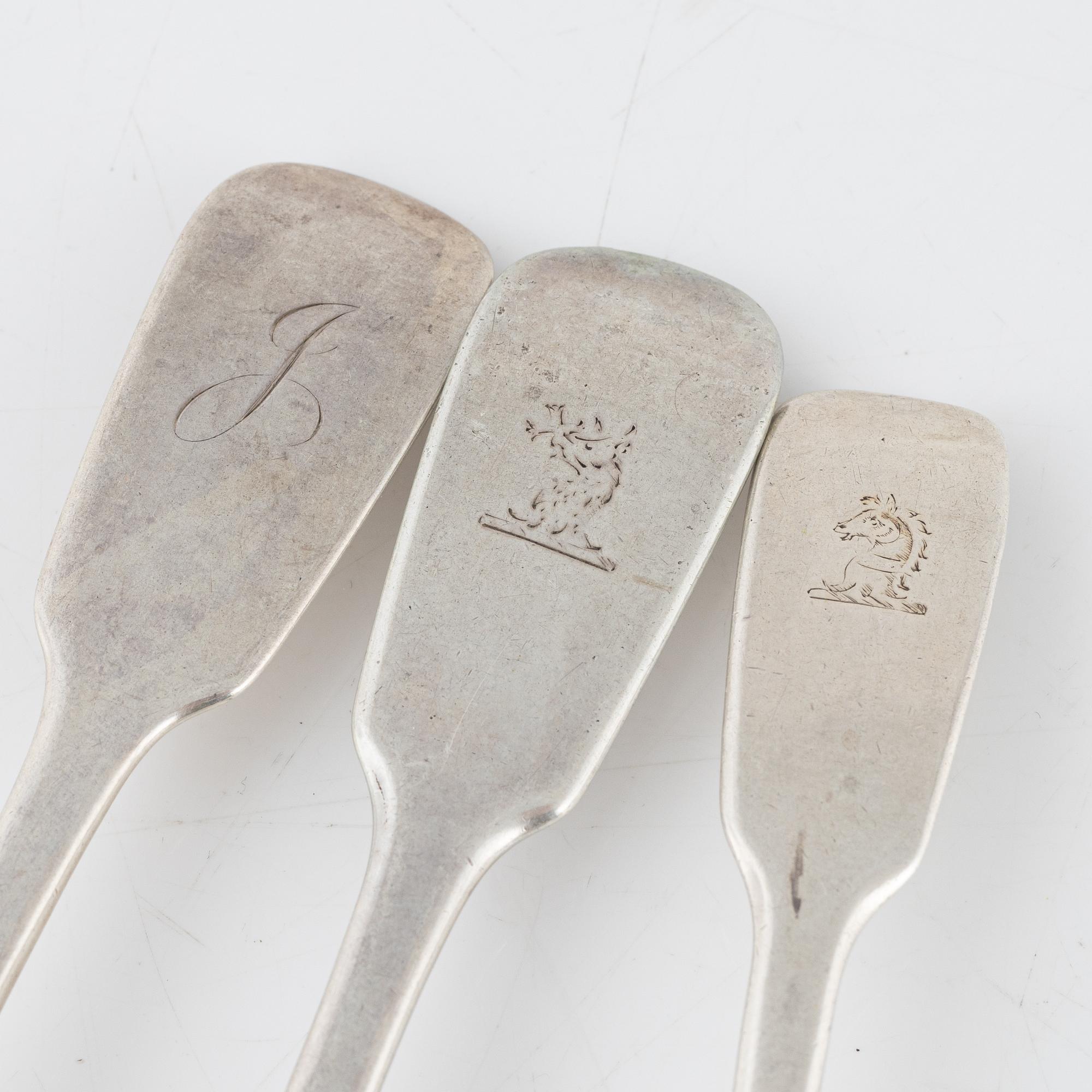Cutlery service parts, 50 pcs, silver, London, England, 19th century.