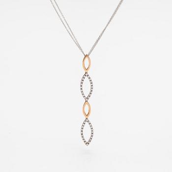 An 18K gold necklace with diamonds ca. 0.60 ct in total. Italy.