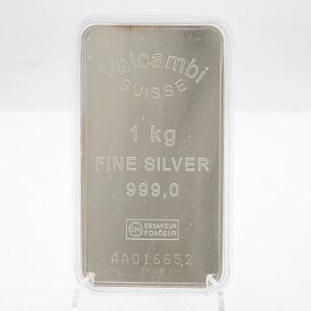 Silvertacka 1kg 999 Valcambi Suisse.
