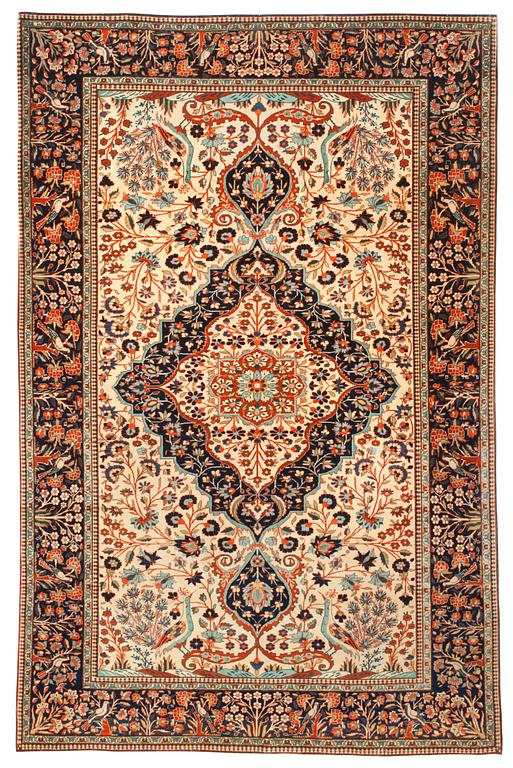 ANTIQUE/SEMI-ANTIQUE KASHAN SO CALLED MOTACHEM. 205,5 x 135 cm.