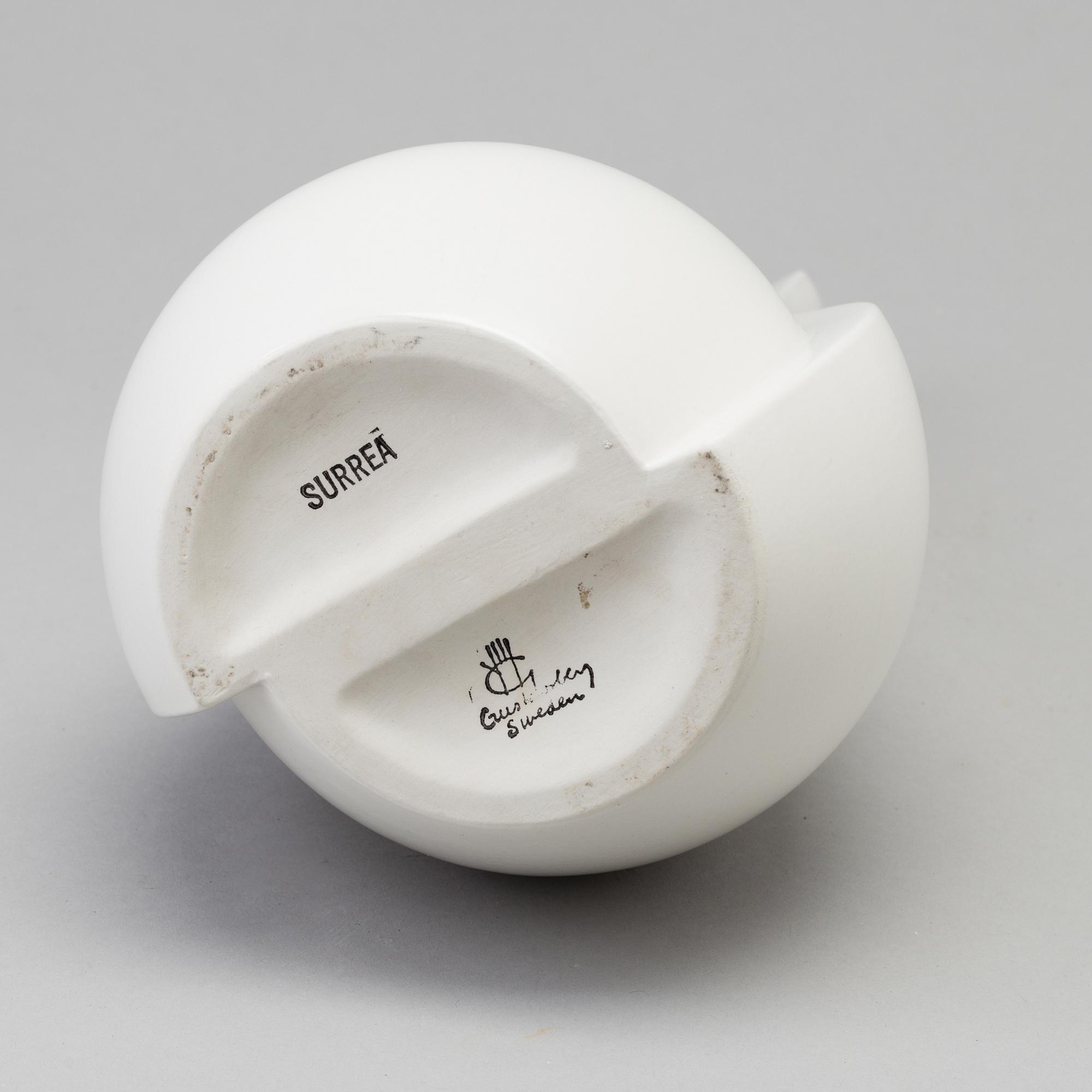 WILHELM KÅGE, vas, stengods, "Surrea", carraragods, Gustavsberg, 1940-tal.