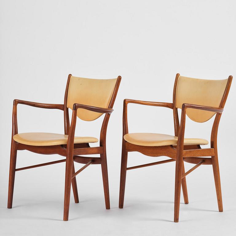 Finn Juhl, a set of six chairs and a pair of armchairs, model "Bo-63" and "Bo-72", Bovirke, Denmark, 1940s-50s.