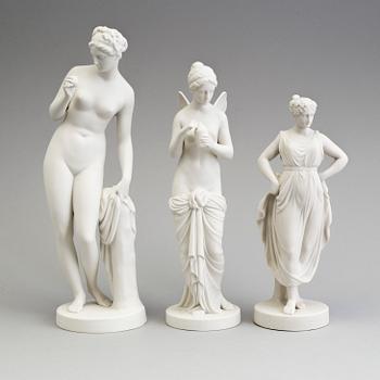 FIGURER, tre st, parian, Gustafsberg, tidigt 1900-tal.