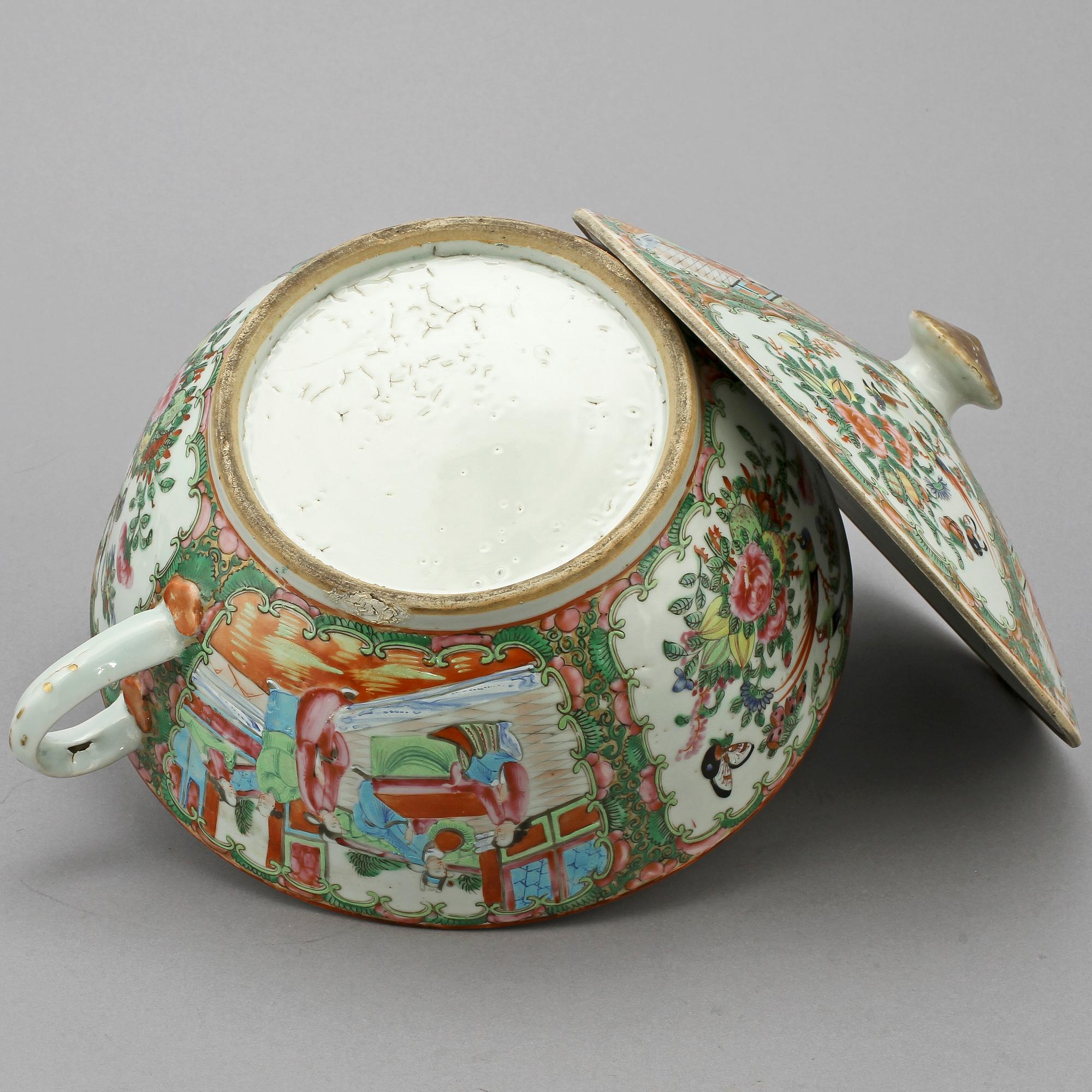 NATTKÄRL, porslin, Kanton, Kina, 1800-tal.