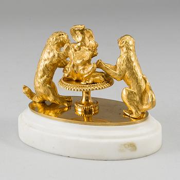 An ormolu and marble paperweight, France, first half of the 19th century.