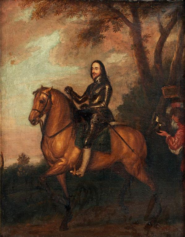 Antonis van Dyck Follower of, Carl I of England on horse.